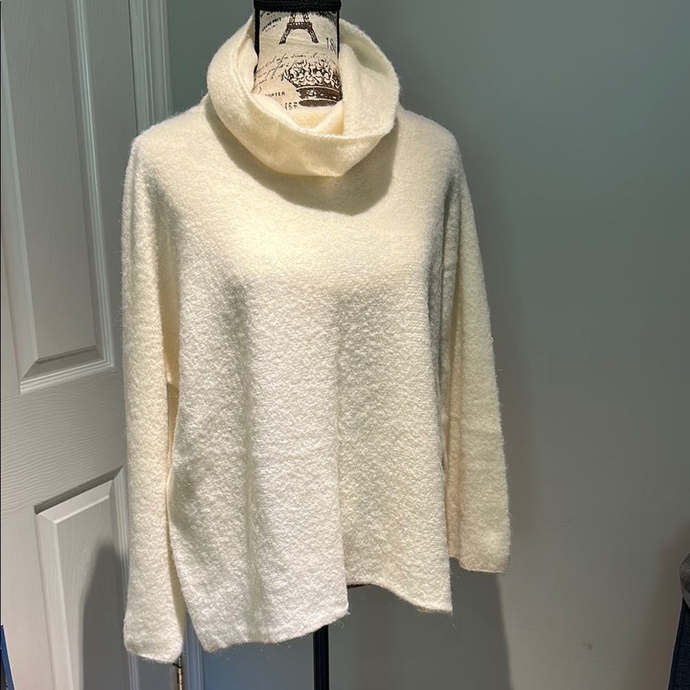 Brand New Haveone Italian Cream Cowl Neck Sweater with Plush Texture